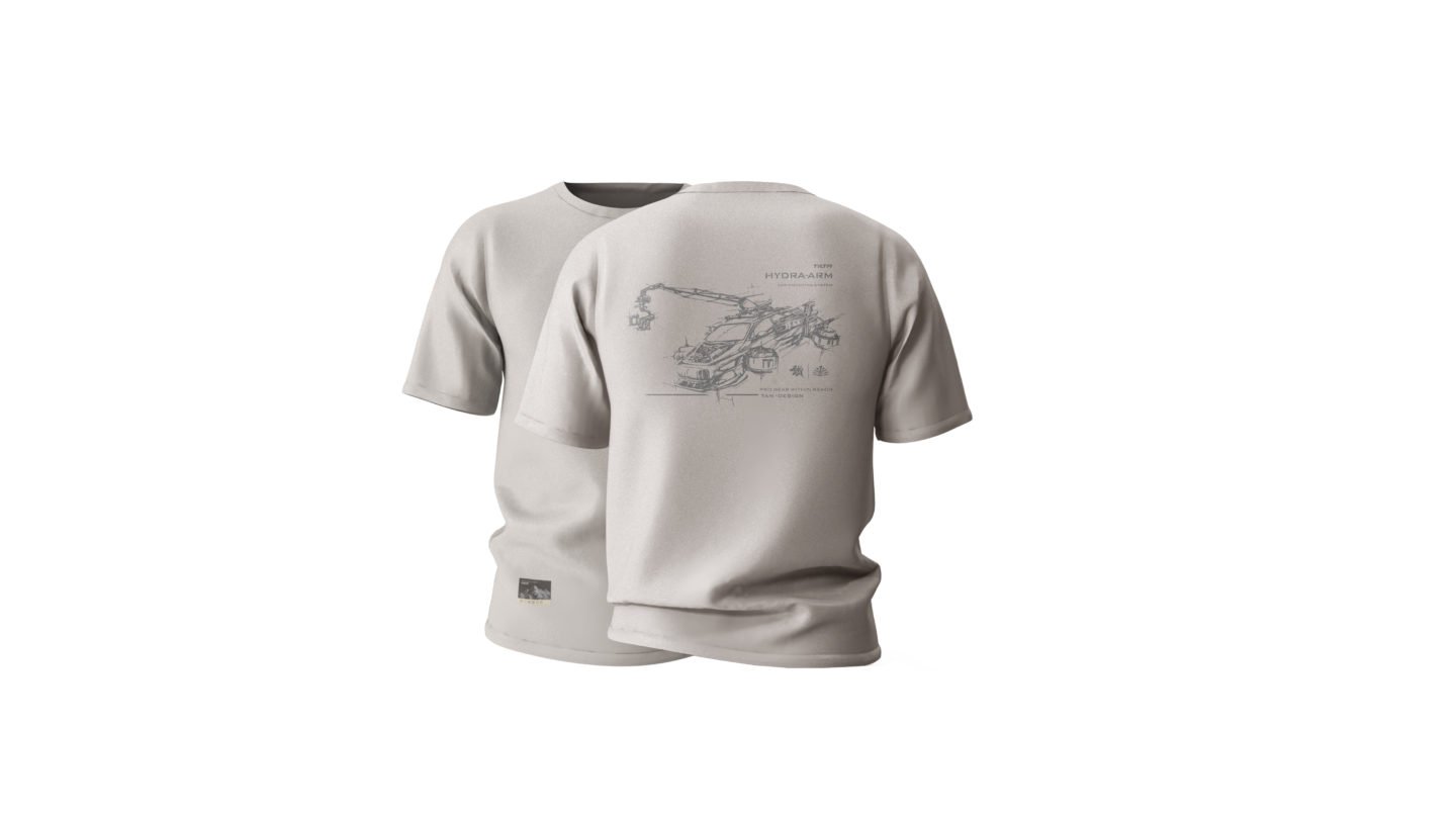 Hydra Arm Futuristic Sketch T-Shirt - Cream White