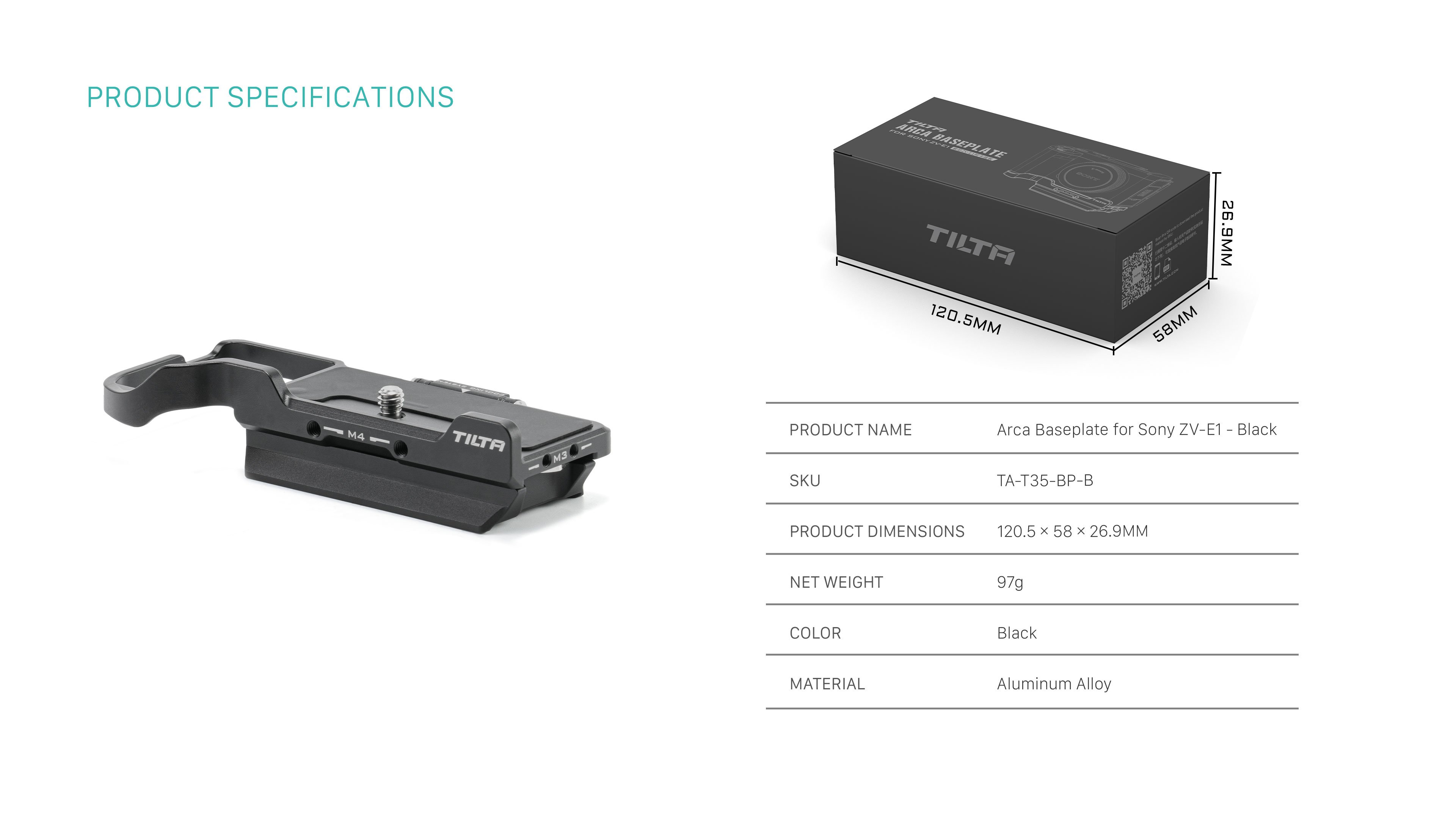 Arca Baseplate for Sony ZV-E1 - Black