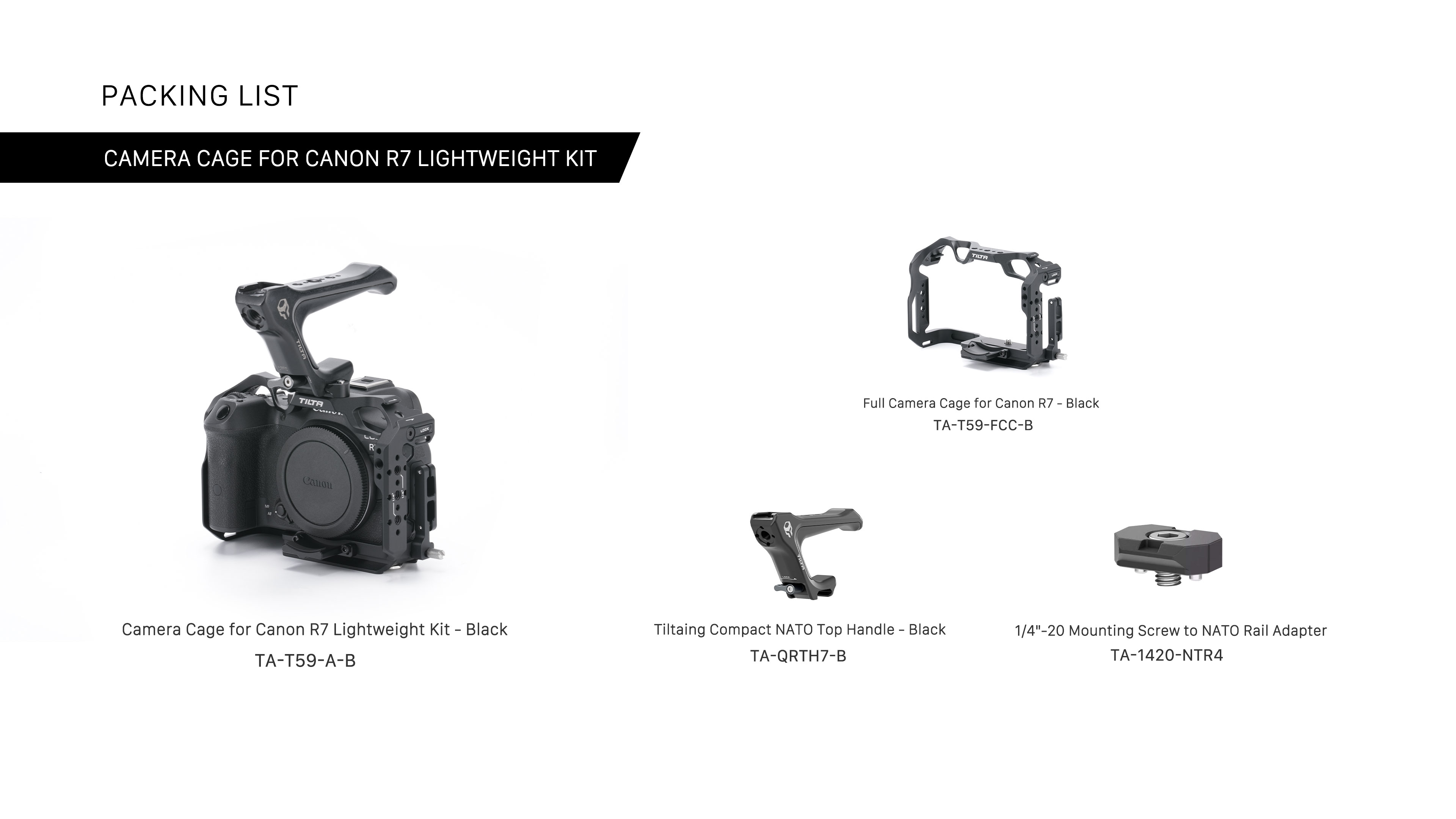 Camera Cage for Canon R7  Lightweight Kit - Black