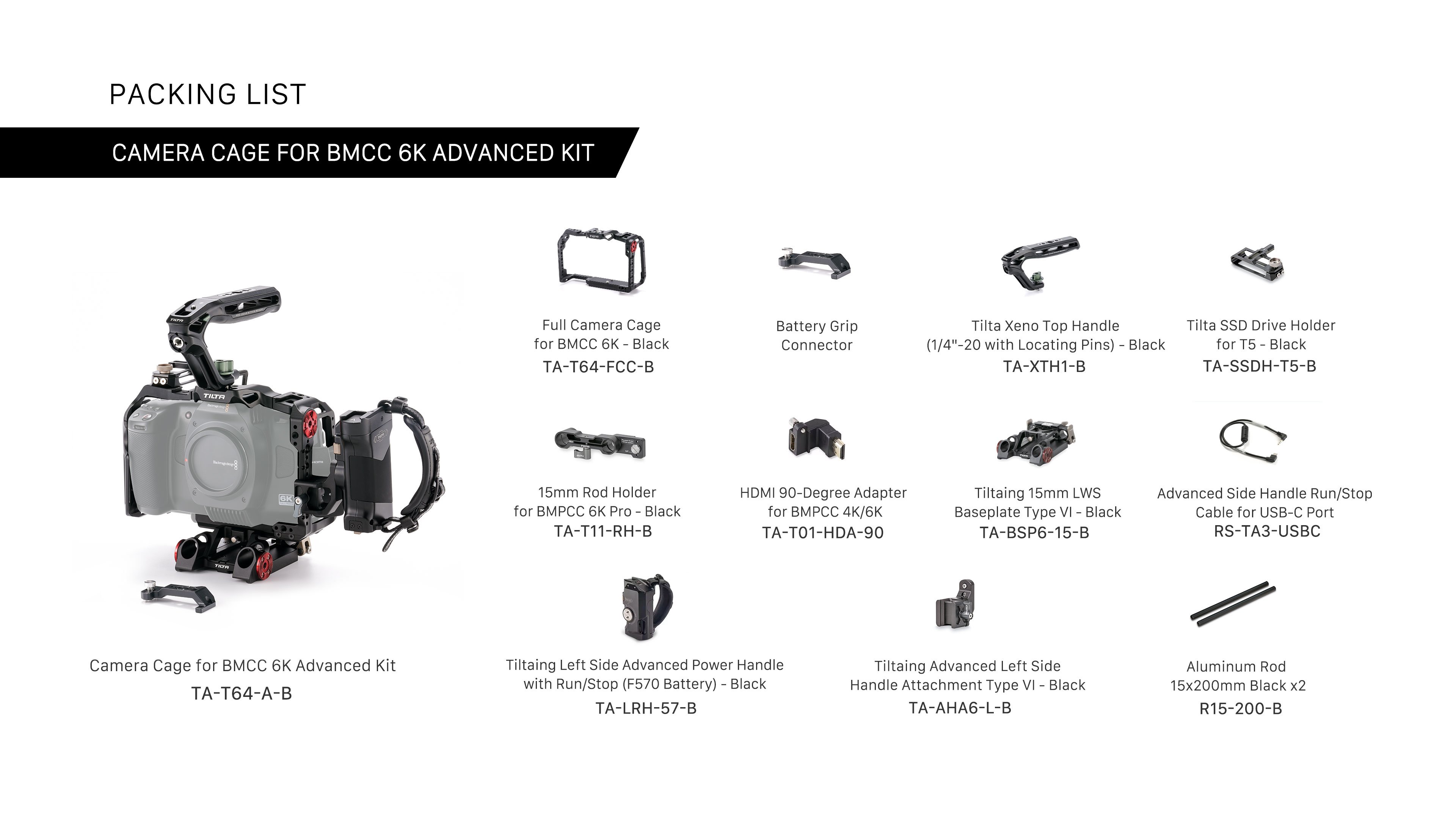 Camera Cage for BMCC 6K Basic Kit - Black