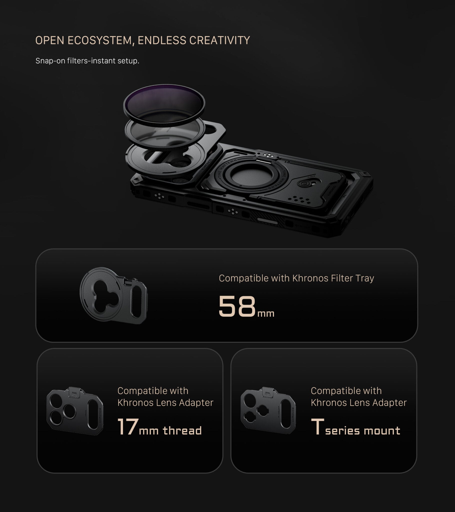 Tilta Khronos Lite iPhone 17 Pro Case | Mobiele film-rig hoes