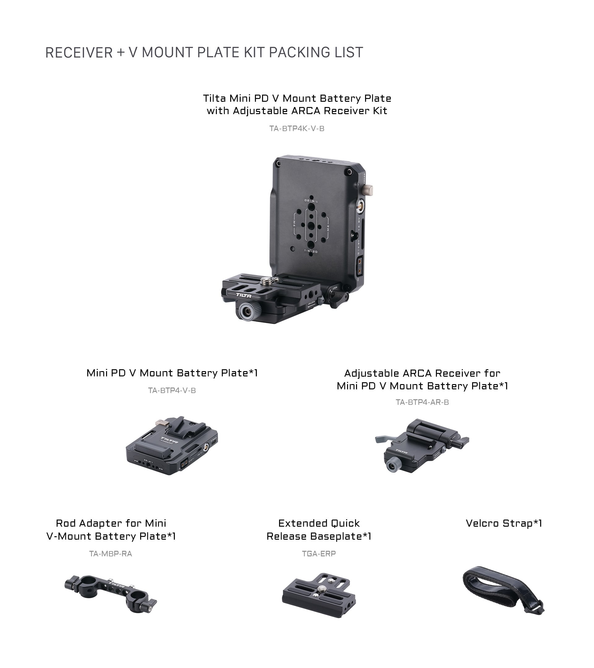Tilta Mini PD V Mount Battery Plate with Adjustable ARCA Receiver
