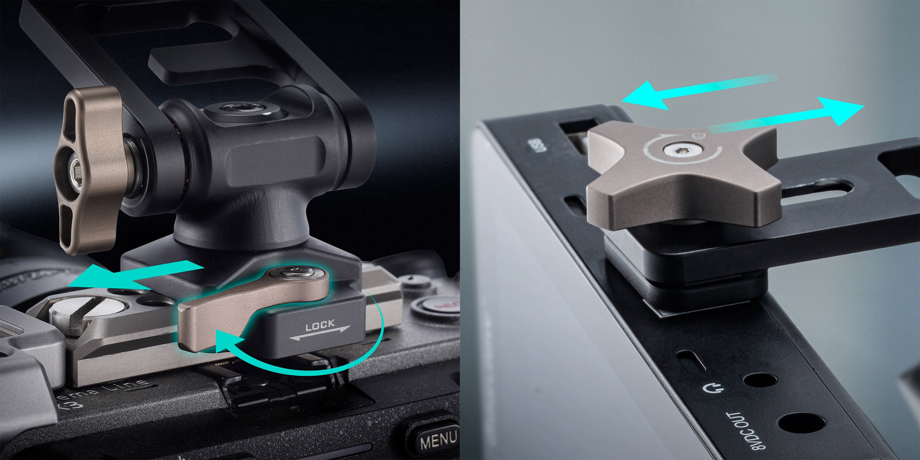 Hand tensioned screw and NATO rail for toolless operation