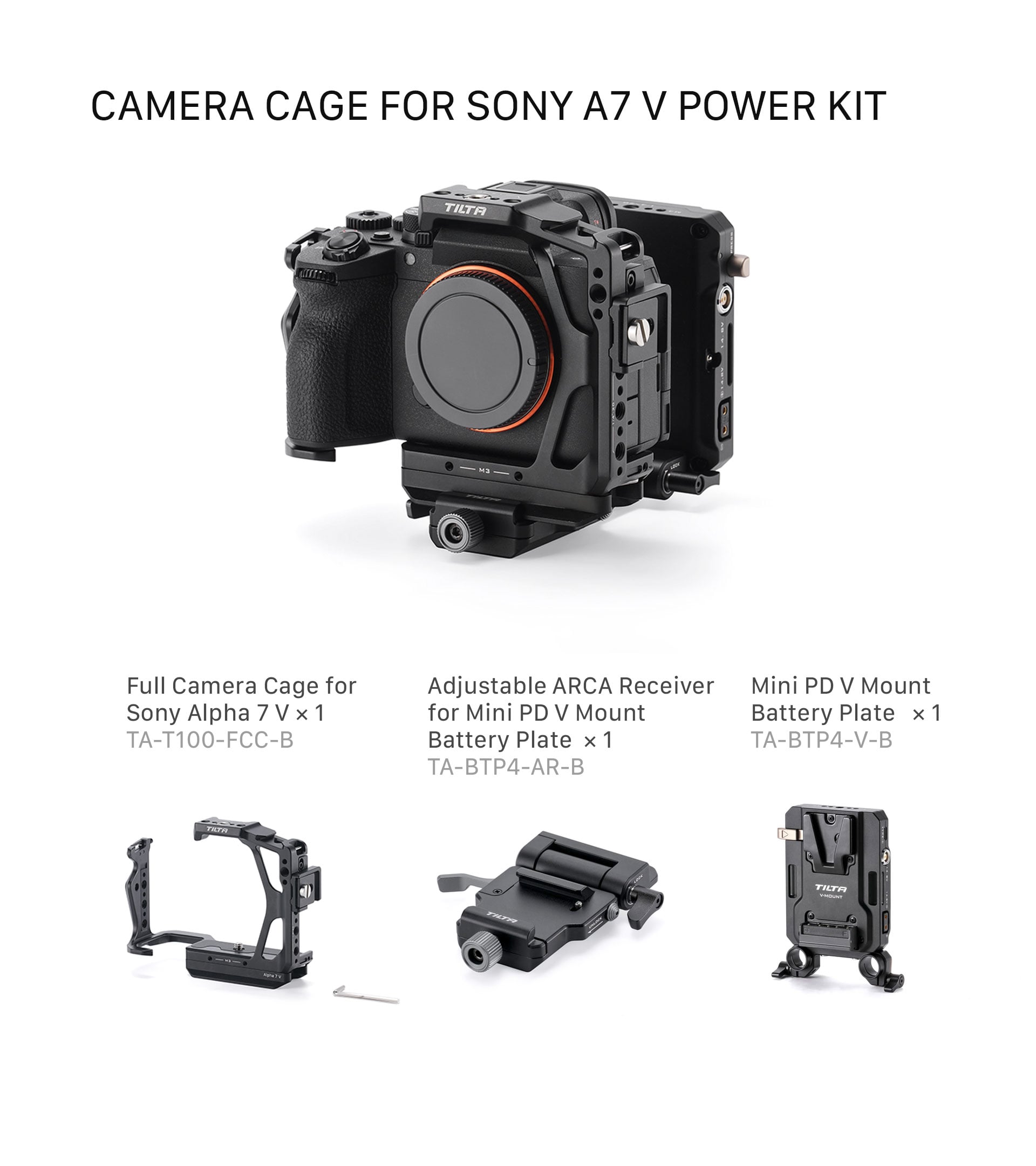 Camera Cage for Sony Alpha 7 V Power Kit - Black (a7V, a7IV, and