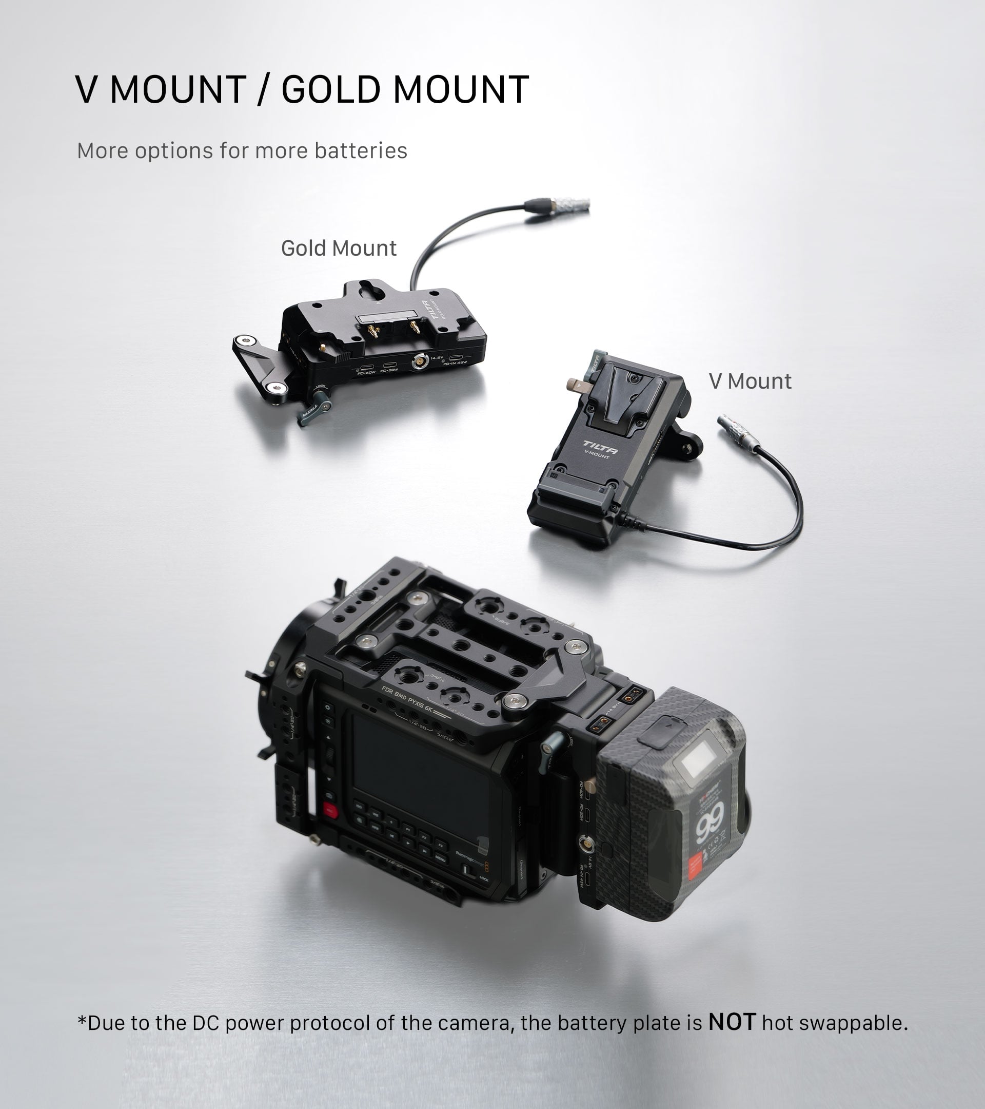 Foldable Battery Plate for Blackmagic PYXIS 6K/12K | Tilta